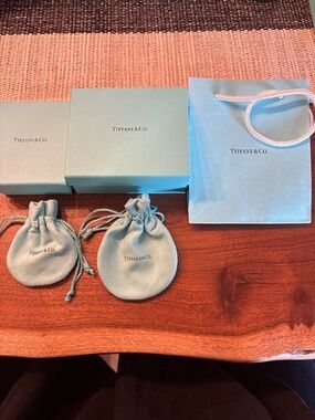 Small and medium Tiffany box with pouches and a gift bag lot 2